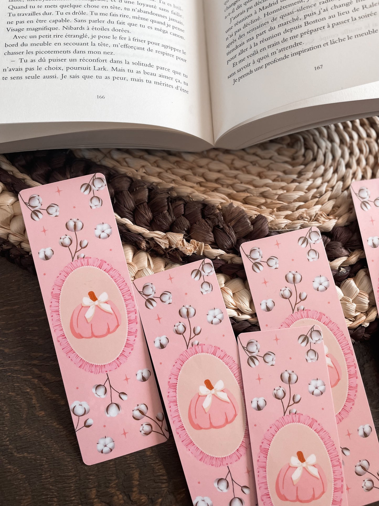 BOOKMARK - Marque page papier, inspiration « Girly Pumpkin »