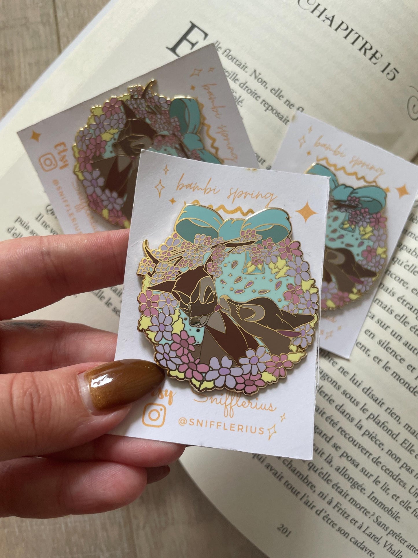 ENAMEL PIN - « Bambi Spring », 50mm, gold plated , pin