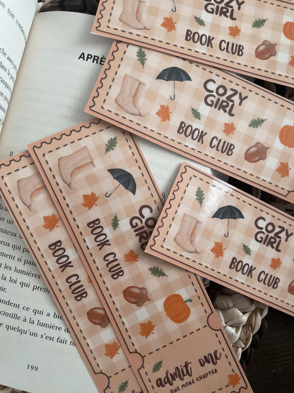 BOOKMARK - Marque page papier, inspiration « Cozy Girl, Book Club »